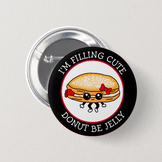 Cute Funny Kawaii Style Jelly Donut Puns Button (Voorkant /achterkant)