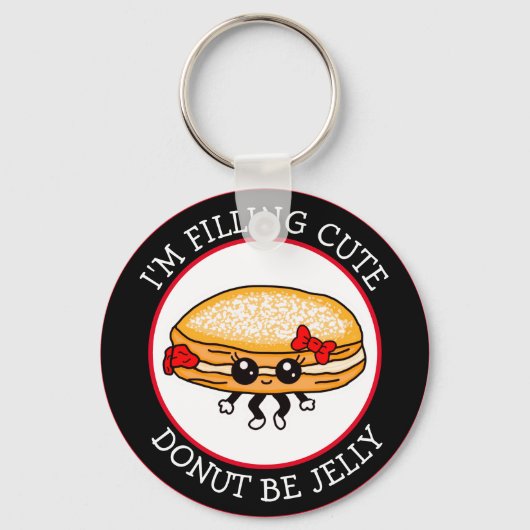 Cute Funny Kawaii Style Jelly Donut Puns Sleutelha Sleutelhanger (Voorkant)