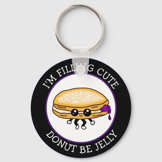 Cute Funny Kawaii Style Jelly Donut Puns Sleutelha Sleutelhanger (Voorkant)