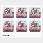Cute Funny Keep Calm Sloth in Winter Pet & Scarf Vierkante Sticker (Vel)