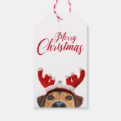 Cute Funny Kersthond Reindeer Antler Headband Cadeaulabel (Voorkant)