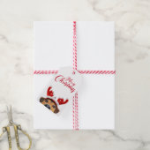 Cute Funny Kersthond Reindeer Antler Headband Cadeaulabel (Met Touw)