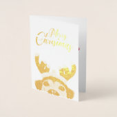 Cute Funny Kersthond Reindeer Antler Headband Folie Kaarten (Voorkant)