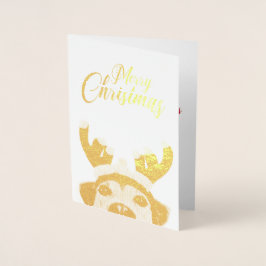 Cute Funny Kersthond Reindeer Antler Headband Folie Kaarten