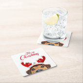 Cute Funny Kersthond Reindeer Antler Headband Kartonnen Onderzetters (Insitu)