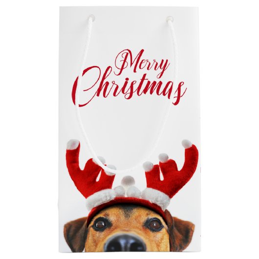 Cute Funny Kersthond Reindeer Antler Headband Klein Cadeauzakje (Achterkant)