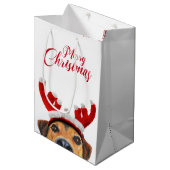 Cute Funny Kersthond Reindeer Antler Headband Medium Cadeauzakje (Voorkant Gekanteld)