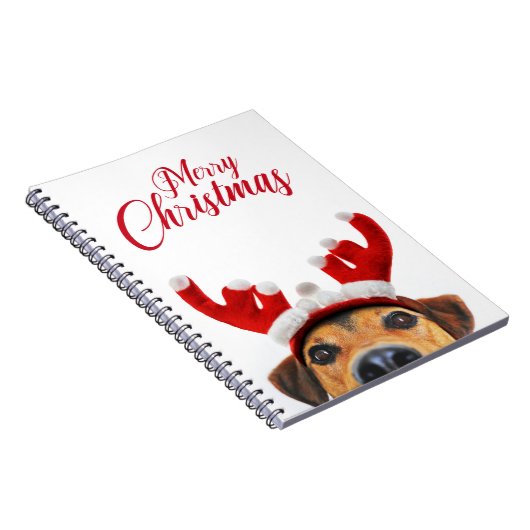 Cute Funny Kersthond Reindeer Antler Headband Notitieboek (Rechterzijde)