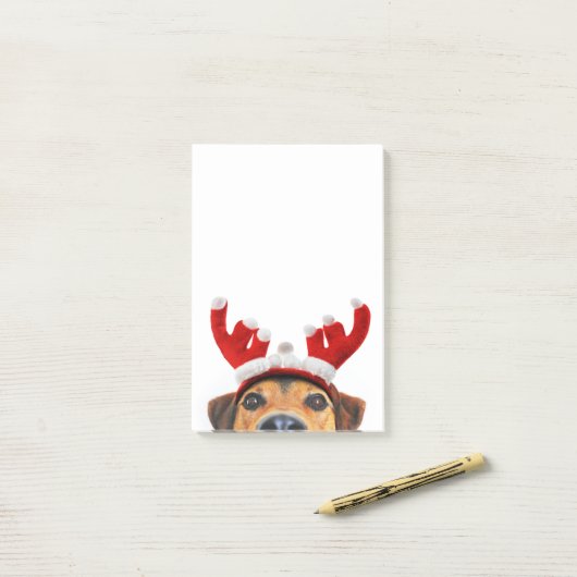 Cute Funny Kersthond Reindeer Antler Headband Post-it® Notes (Op bureau)