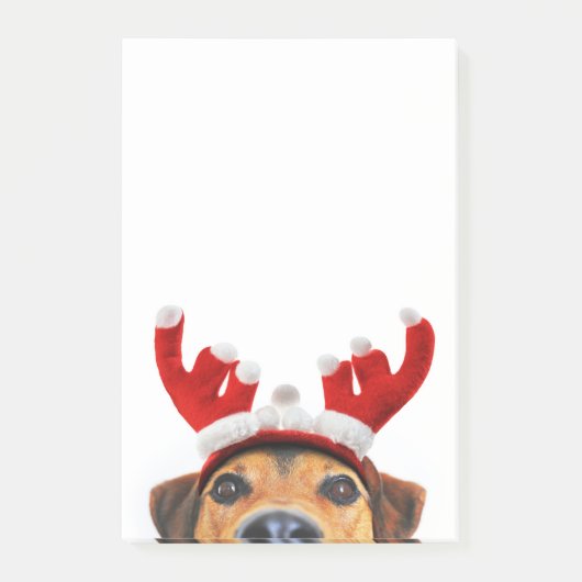 Cute Funny Kersthond Reindeer Antler Headband Post-it® Notes (Voorkant)