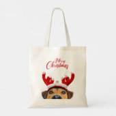 Cute Funny Kersthond Reindeer Antler Headband Tote Bag (Achterkant)