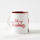 Cute Funny Kersthond Reindeer Antler Headband Tweekleurige Koffiemok (Voorkant links)