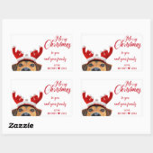 Cute Funny Kersthond Reindeer Hoofdband Antler Rechthoekige Sticker (Vel)