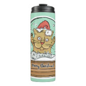 Cute Funny kerstkat, aangepaste naam tumbler Thermosbeker (Voorkant)