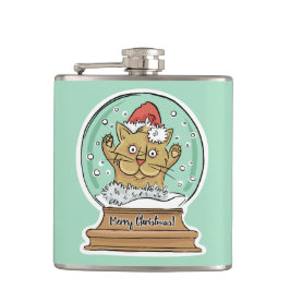 Cute Funny kerstkat, maatkolf Heupfles