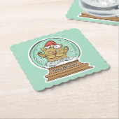 Cute Funny kerstkat-onderzetters Kartonnen Onderzetters (Gebogen)