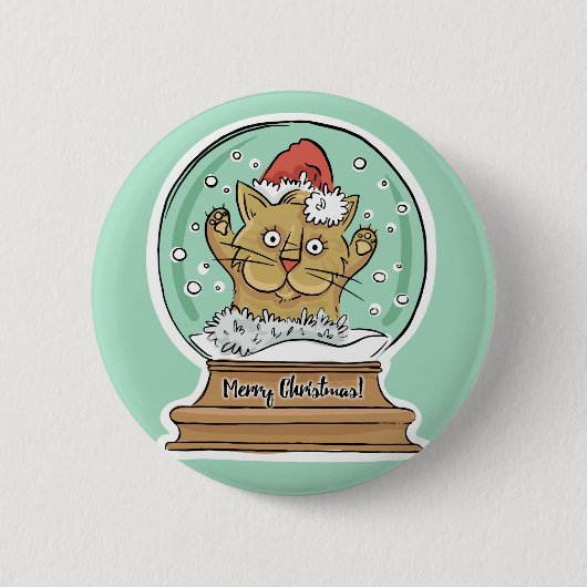 Cute Funny-kerstkat-toets Ronde Button 5,7 Cm (Voorkant)
