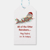Cute Funny Kerstlights Otter Reindesters Cadeaulabel (Voorkant)