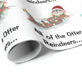 Cute Funny Kerstlights Otter Reindesters Cadeaupapier (Rol Hoek)