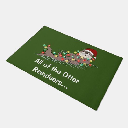 Cute Funny Kerstlights Otter Reindesters Deurmat (Schuin)