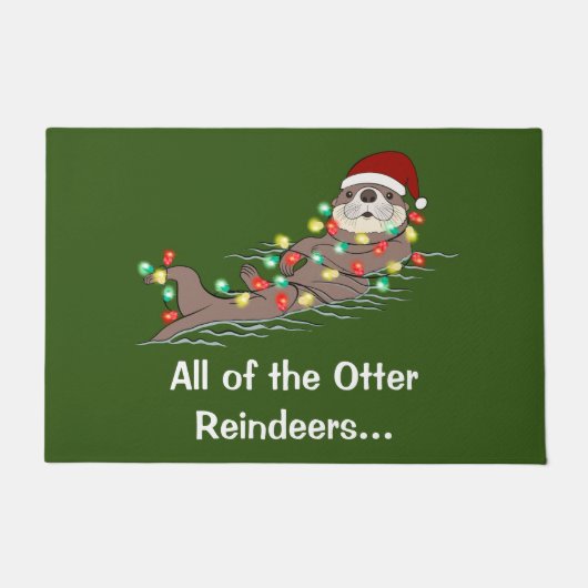 Cute Funny Kerstlights Otter Reindesters Deurmat (Voorkant)
