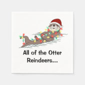 Cute Funny Kerstlights Otter Reindesters Servet (Voorkant)