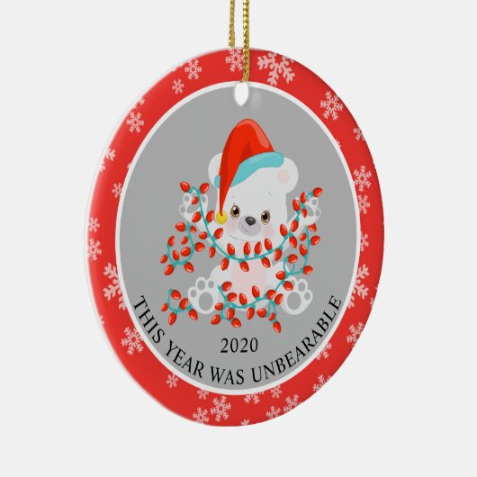 Cute Funny Kerstmis Beer 2020 Keramisch Ornament (Rechts)