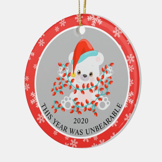 Cute Funny Kerstmis Beer 2020 Keramisch Ornament (Links)