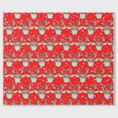 Cute Funny Kerstrennier Wearing Face Mask Cadeaupapier (Vlak)