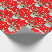 Cute Funny Kerstrennier Wearing Face Mask Cadeaupapier (Hoek)