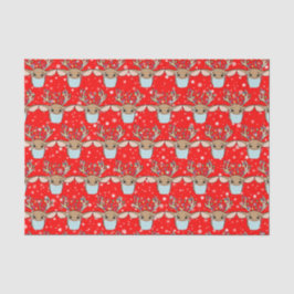 Cute Funny Kerstrennier Wearing Face Mask Tissuepapier