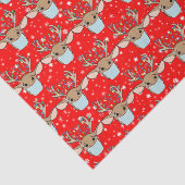 Cute Funny Kerstrennier Wearing Face Mask Tissuepapier (Detail)