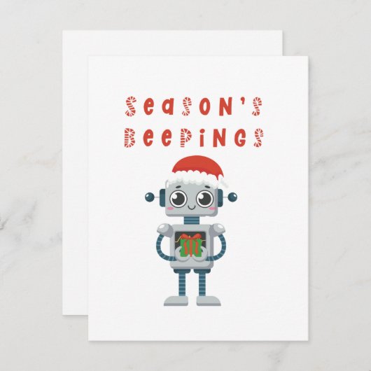Cute Funny Kerstrobot Kaart (Voorkant / Achterkant)