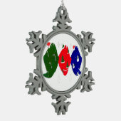 Cute Funny Kersttree Holiday Halibut Trio Tin Sneeuwvlok Ornament (Links)