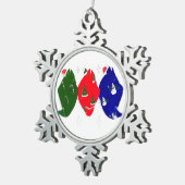 Cute Funny Kersttree Holiday Halibut Trio Tin Sneeuwvlok Ornament (Rechts)