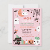 Cute Funny Kinder Halloween Birthday Party Kaart (Voorkant)