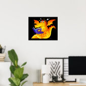 Cute Funny Kinder Magical Baby Dragon Art Poster (Thuiskantoor)