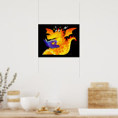 Cute Funny Kinder Magical Baby Dragon Art Poster (Keuken)