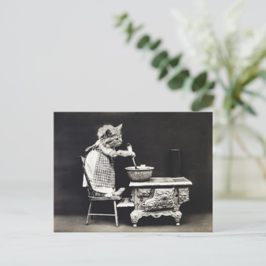 Cute Funny Kitten Baking and Cooking Briefkaart (Staand voorkant)