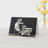 Cute Funny Kitten Baking and Cooking Kaart (Gele Bloem)