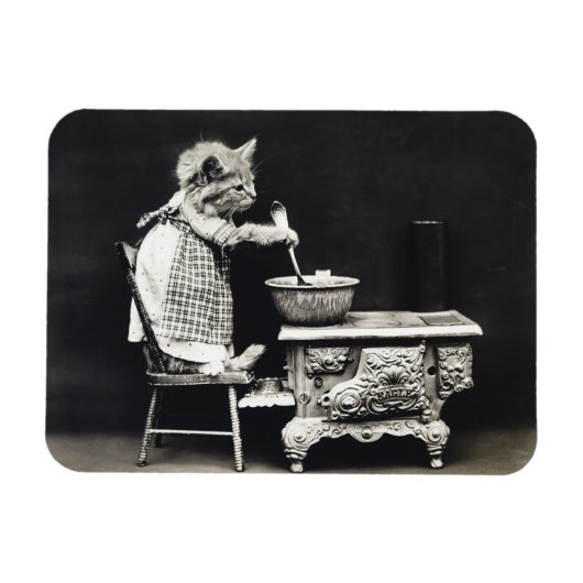 Cute Funny Kitten Baking and Cooking Magneet (Horizontaal)