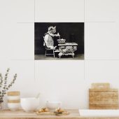 Cute  Funny Kitten Baking and Cooking Poster (Keuken)