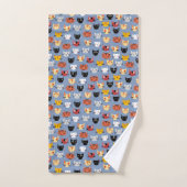 Cute Funny Kitty Cat Faces Pattern Blue Bad Handdoek (Handdoek)