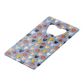 Cute Funny Kitty Cat Faces Pattern Blue Creditkaart Flessenopener (Achterkant Gekanteld)