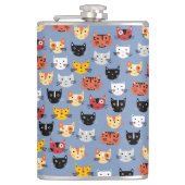 Cute Funny Kitty Cat Faces Pattern Blue Heupfles (Voorkant)
