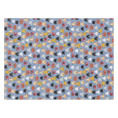 Cute Funny Kitty Cat Faces Pattern Blue Tafelkleed (Voorkant (Horizontaal))
