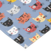 Cute Funny Kitty Cat Faces Pattern Blue Tafelkleed (Gekanteld)