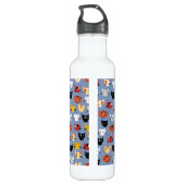 Cute Funny Kitty Cat Faces Pattern Blue Waterfles (Achterkant)