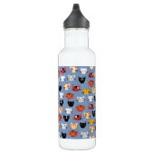 Cute Funny Kitty Cat Faces Pattern Blue Waterfles (Rechts)