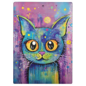 Cute Funny Kitty Cat Mixed Media Animal Pet Klembord (Achterkant)